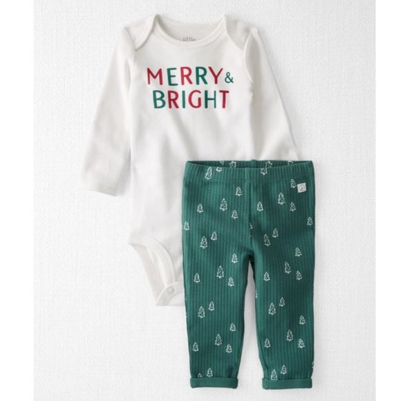 (4/$20) Carter's - Christmas Merry and Bright - Organic Cotton Rib Set - Picture 1 of 8